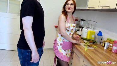 Redhead Step-Sister Tinyemily Suprised With Creampie Dripping Sex In The Kitchen